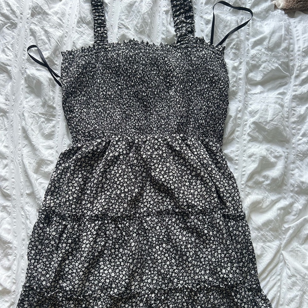 Floral Black and White Women's Dress